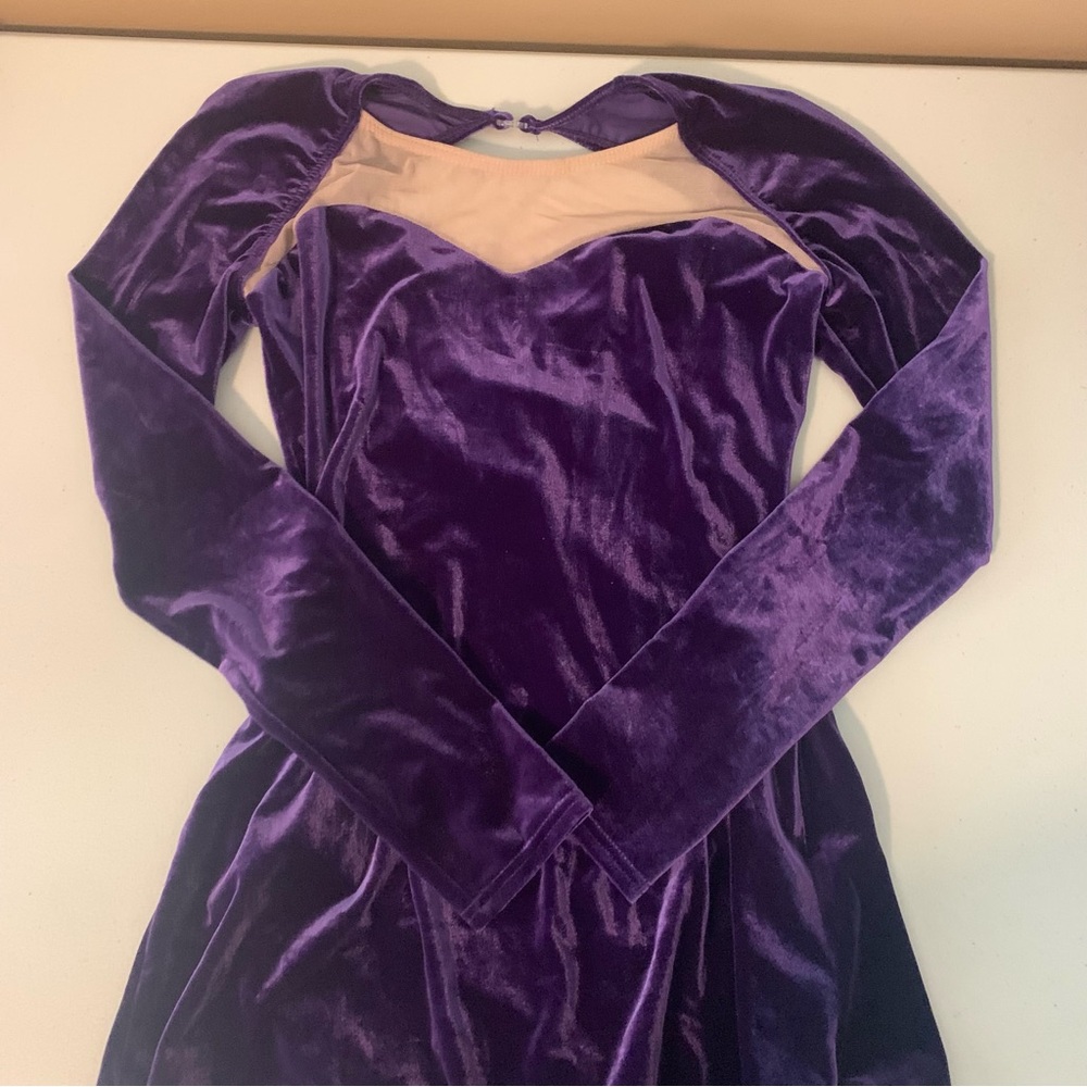 Girls CAPEZIO royal purple ice figure skating competition dress long sleeve L